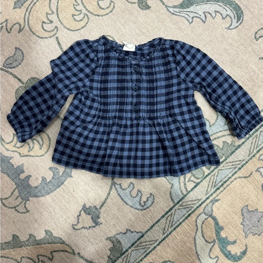 GAP Navy Plaid Baby Long Sleeve Blouse